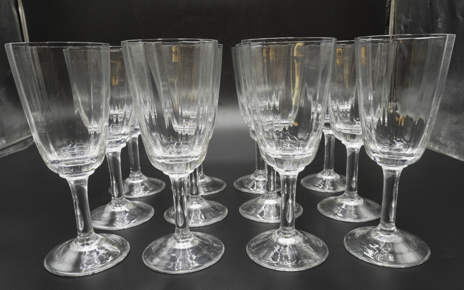 12 DANSK CRYSTAL URSULA RED WINE GLASSES: 12 Dansk Crystal Ursula Red Wine Glasses. Still in the original boxes with stickers. Excellent condition, Each 7 7/8". Weight on all in boxes 8 lbs 8 oz.
