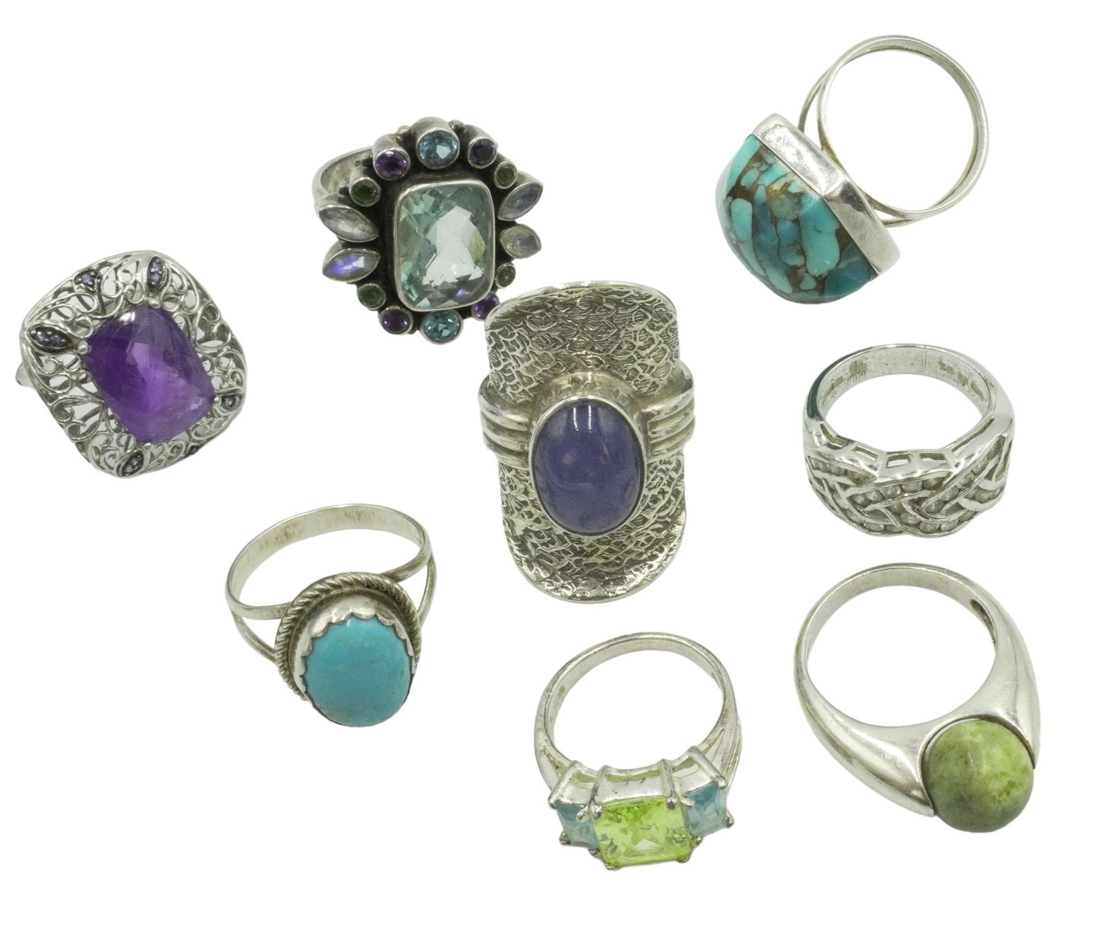 LOT OF 925 STERLING SILVER RINGS - 8 PIECES (1 of 8)