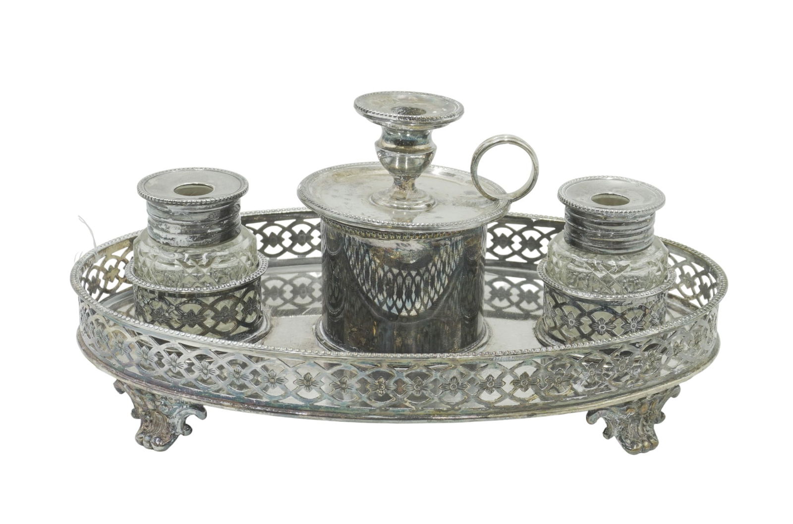 GEORGIAN GEORGE III OLD SHEFFIELD PLATE INKSTAND (1 of 7)