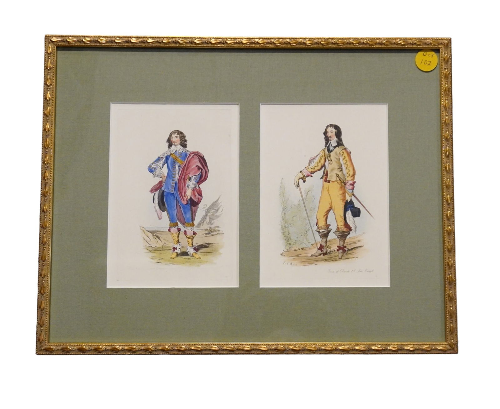 2 ANTIQUE LEOPOLD MARTIN COLOR ETCHINGS (1 of 4)