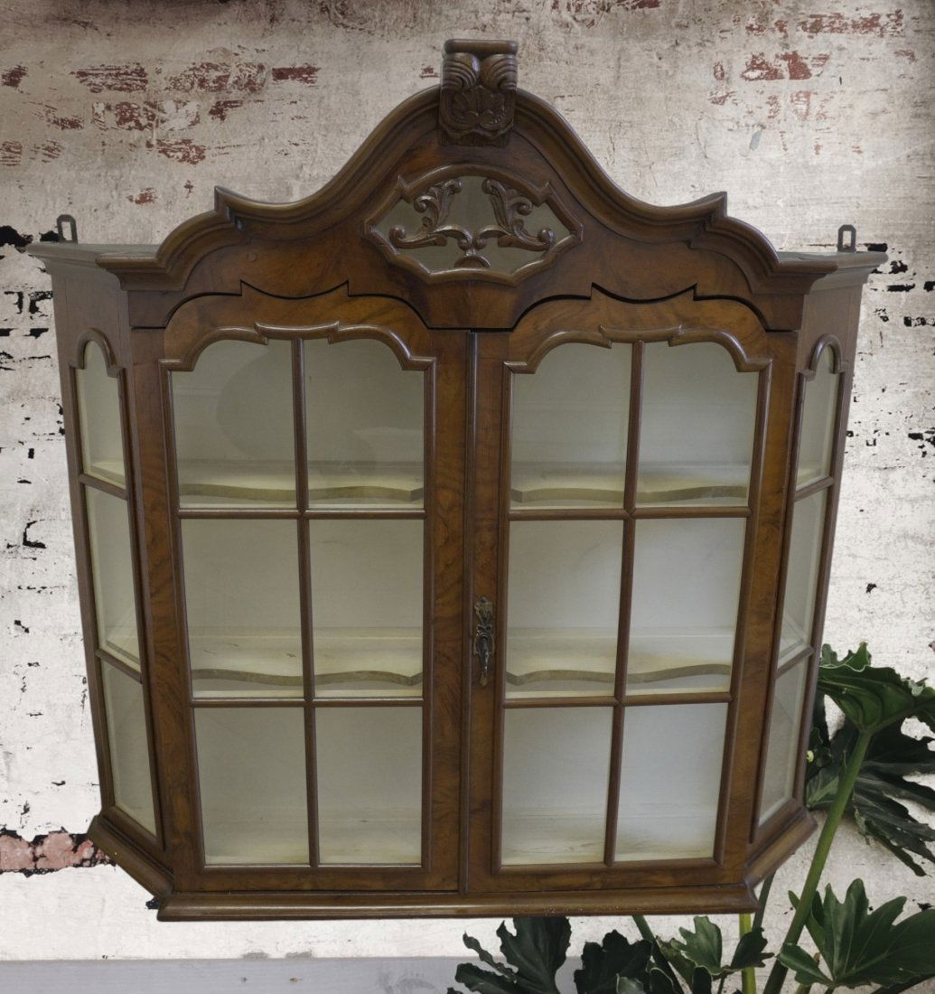 19th c DUTCH BURL WALNUT WALL CABINET VITRINE (1 of 9)