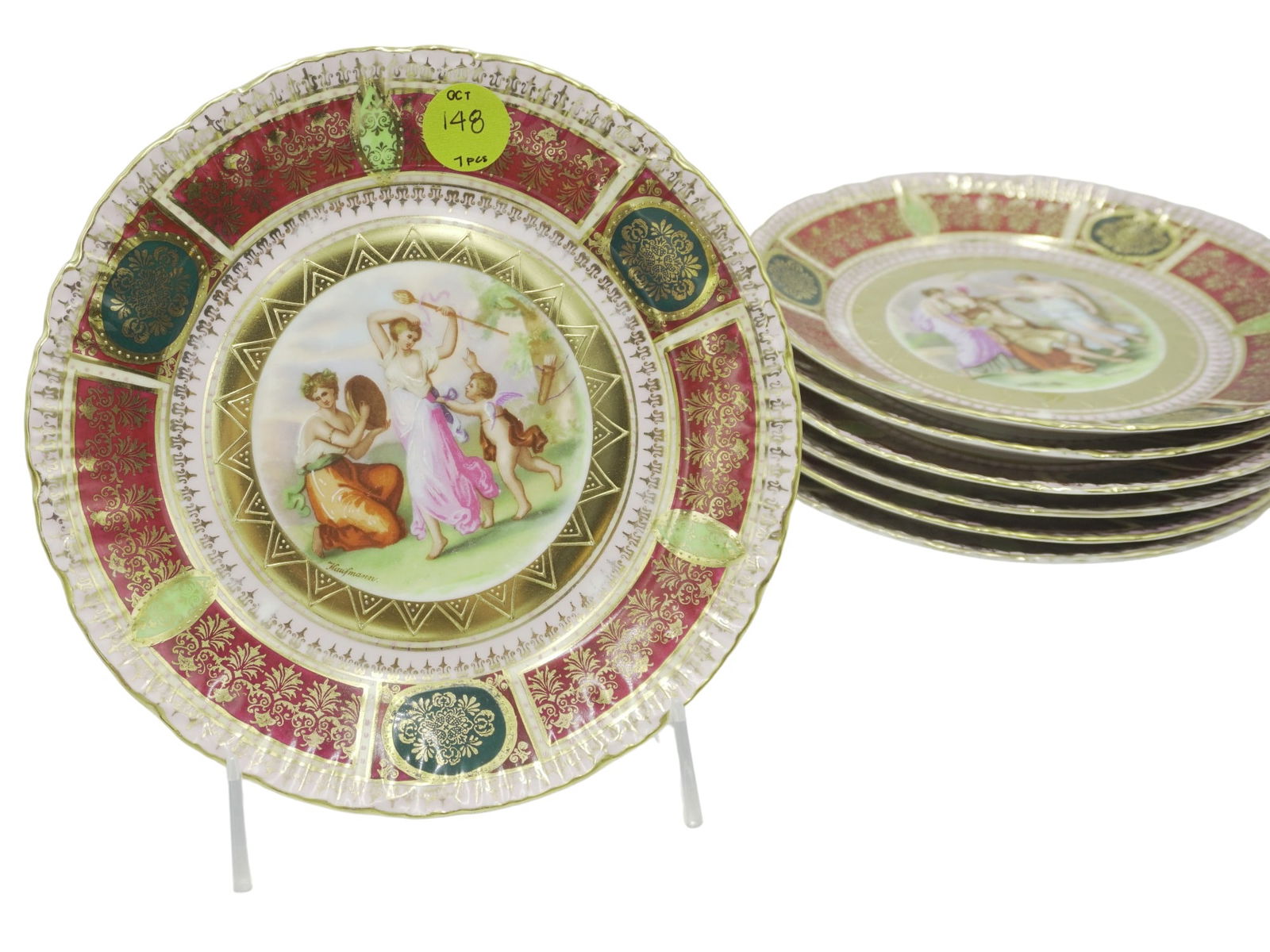 ANTIQUE ROYAL VIENNA HAND EMBELLISHED PLATES - 7 PIECES (1 of 7)