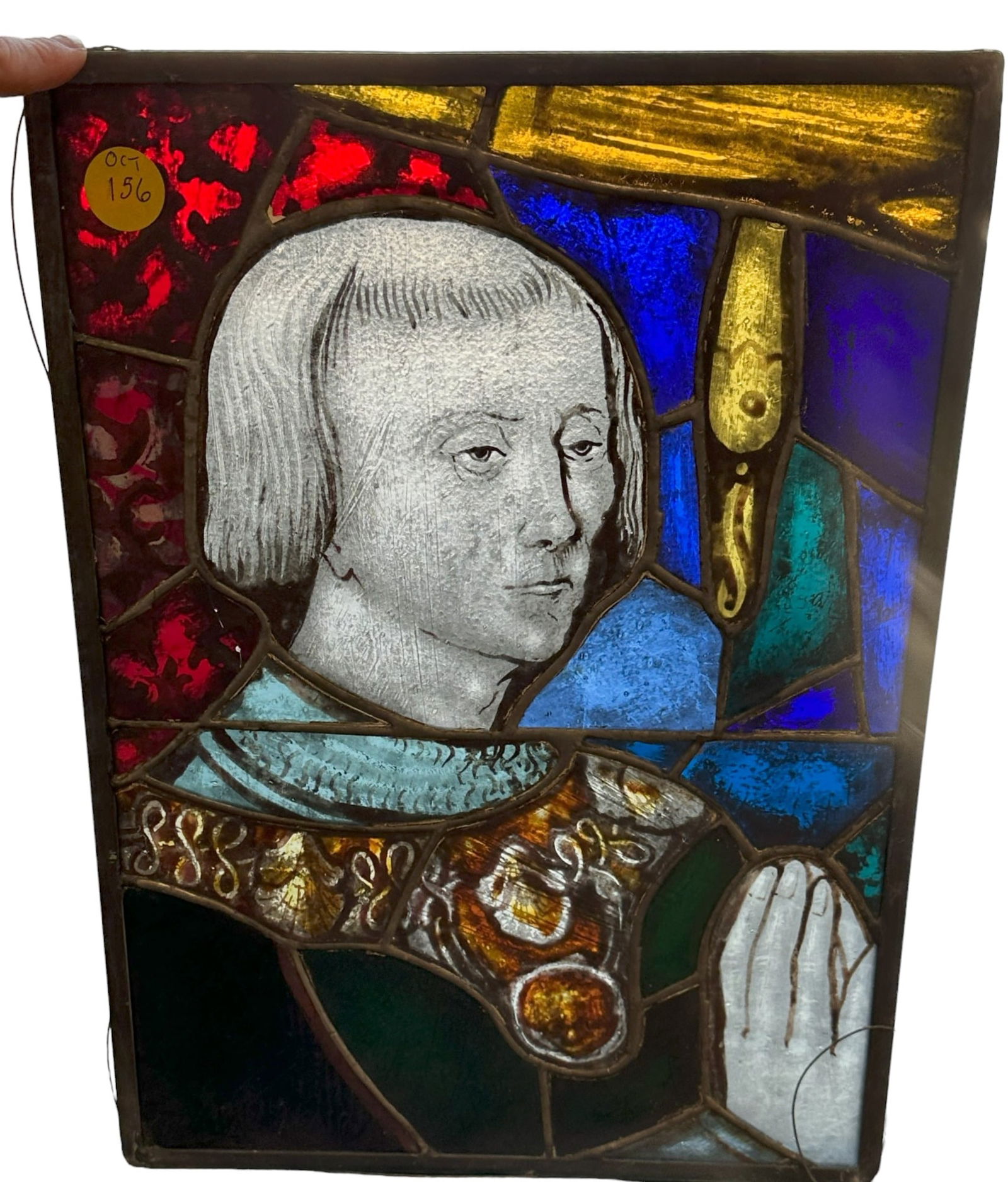 ANTIQUE STAINED GLASS PANEL MARTIN LUTHER (1 of 5)