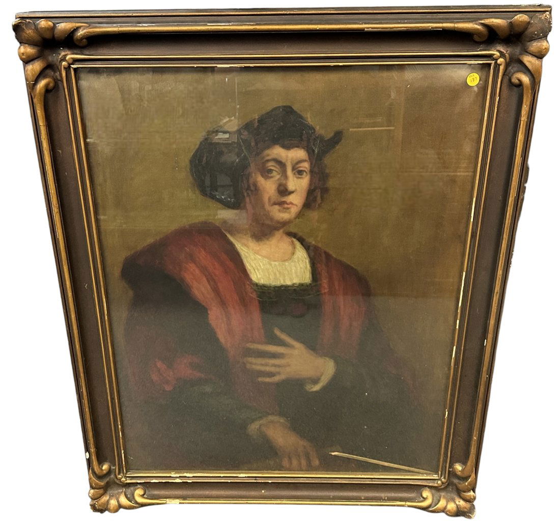 LARGE ANTIQUE CHRISTOPHER COLUMBUS PORTRAIT (1 of 3)
