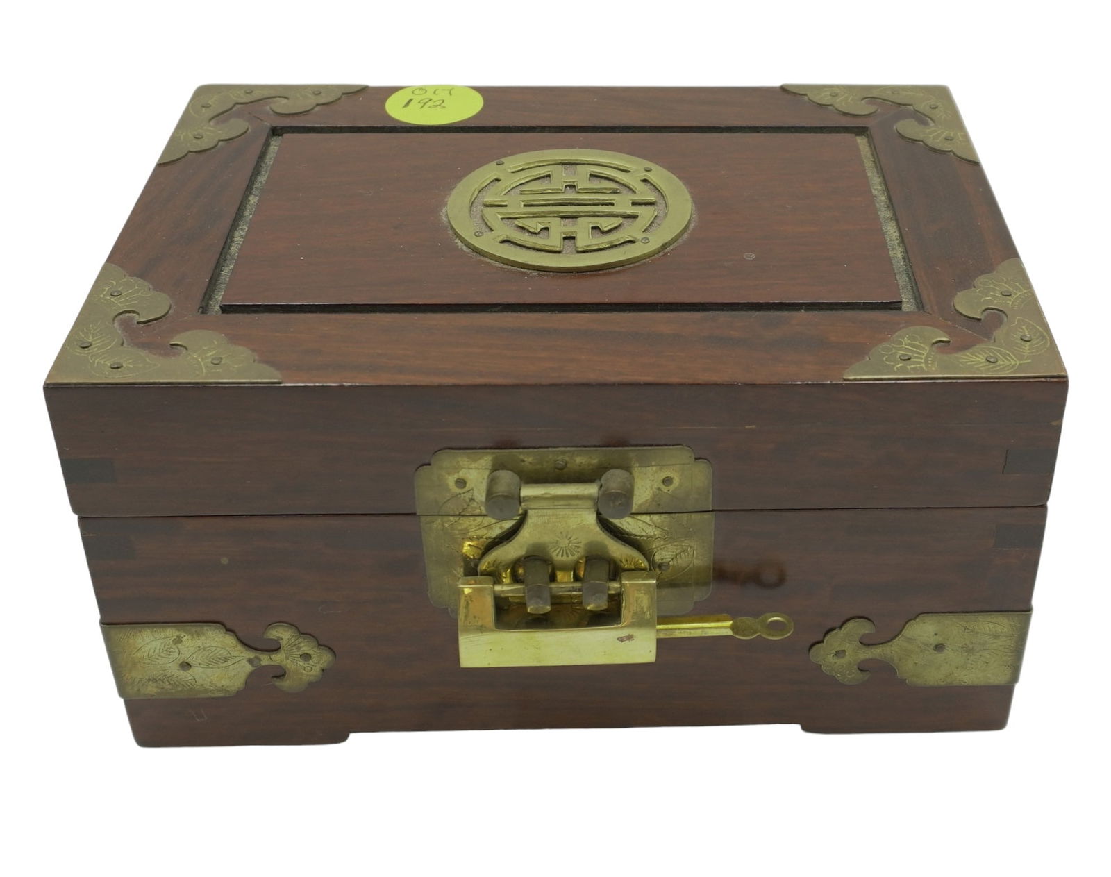 VINTAGE ROSEWOOD BRASS MOUNTED JEWELRY BOX (1 of 9)