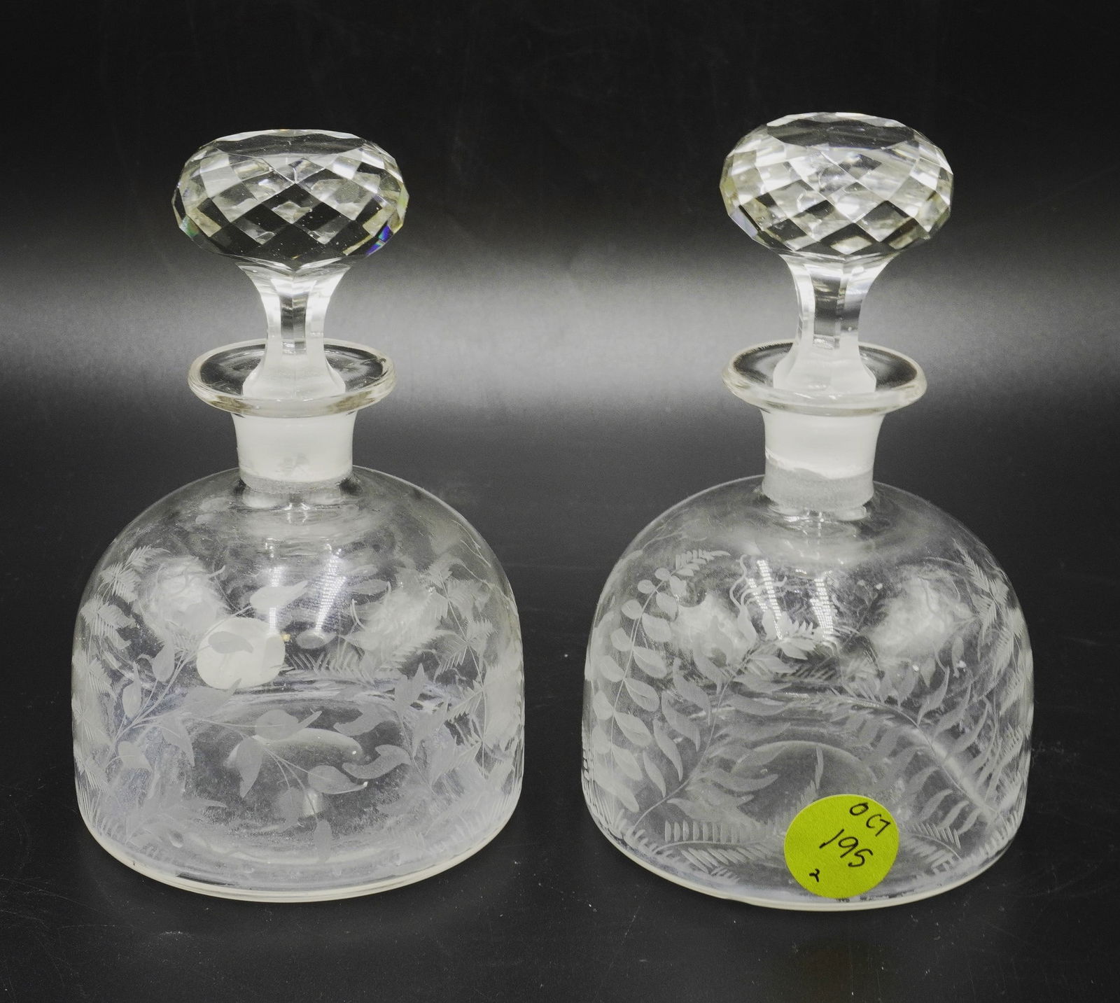19TH CENTURY ENGLISH CUT AND ETCHED CRYSTAL DECANTERS (1 of 3)