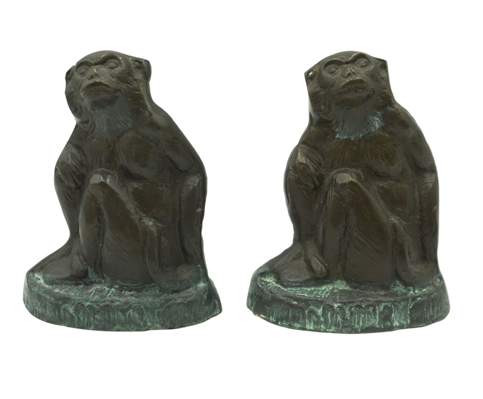VINTAGE BRONZE MONKEY BOOKENDS (1 of 8)
