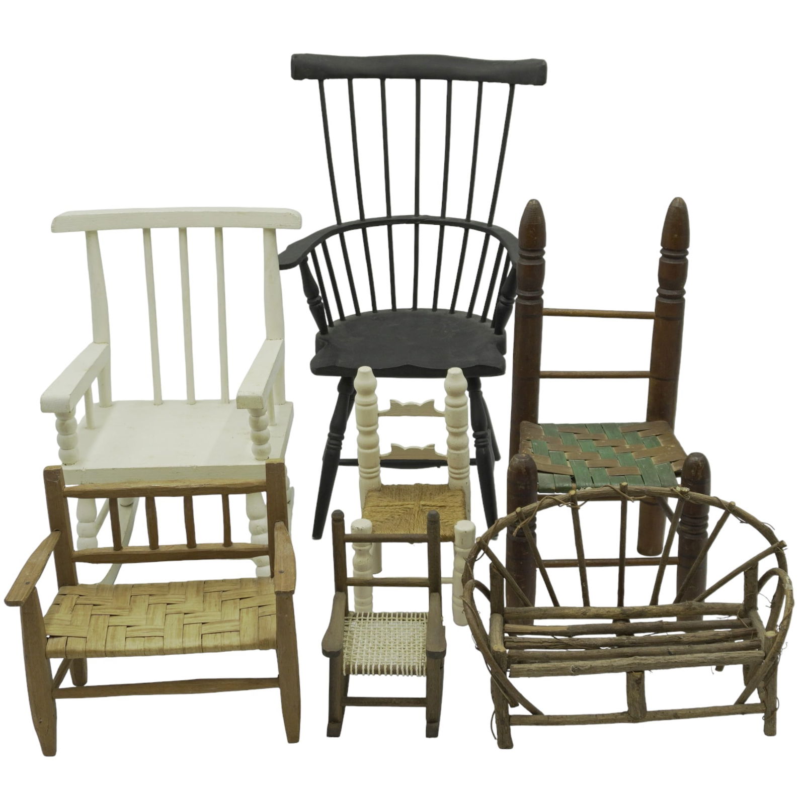 7 MINIATURE / DOLL CHAIRS WINDSOR - REEDED - MORE (1 of 7)