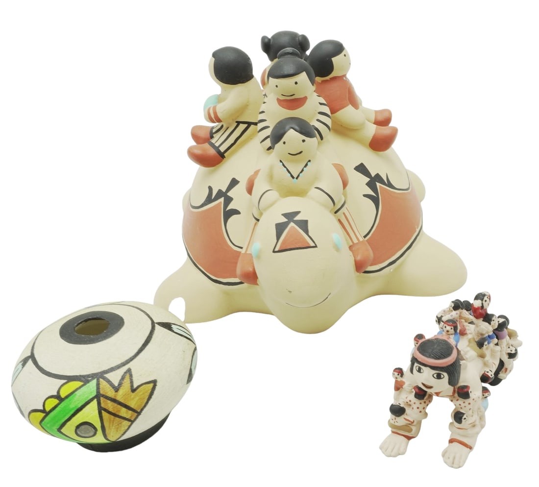 3 PC ACOMA & JEMEZ POTTERY STORYTELLER + (1 of 10)