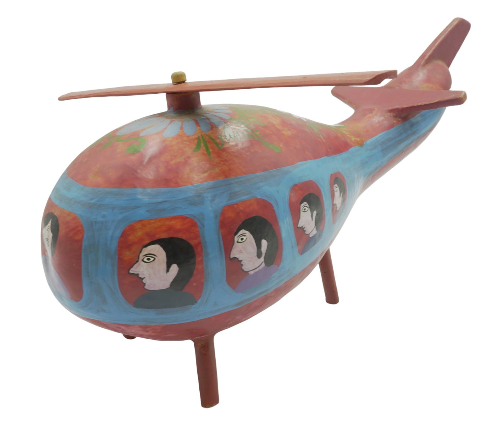 VINTAGE FOLK ART PAPER MACHE HELICOPTER (1 of 9)