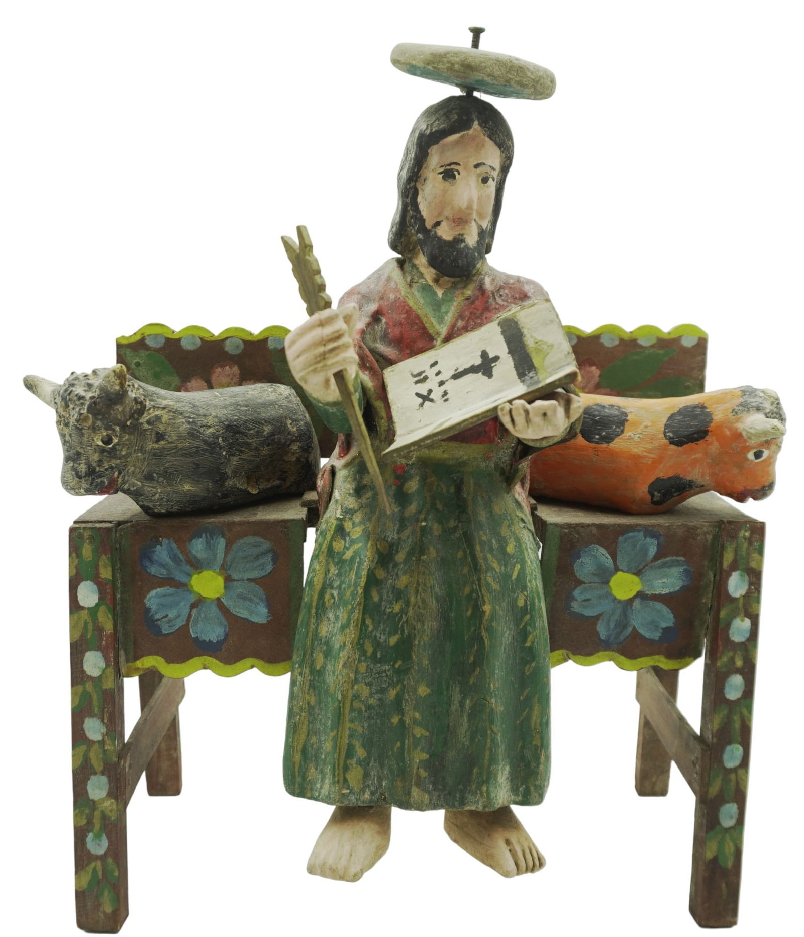 VINTAGE FOLK ART JESUS WITH COWS (1 of 9)