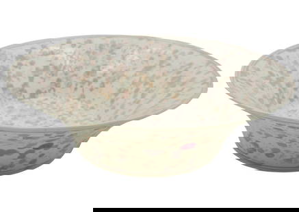 LARGE ROY HAMILTON SIGNED CERAMIC BOWL: Large Vintage Roy Hamilton Signed Spatter Glazed Bowl. Measures 16"x16"x5". Weight 5 lbs. For four decades, designers and decorators have sought out Roy Hamilton?s studios in search of one-of-a-kind y