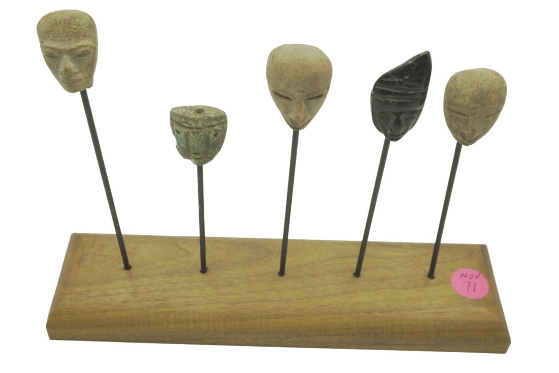 5 CLAY & JADE PRE COLUMBIAN TEOTIHUACAN MASK/FACES (1 of 5)