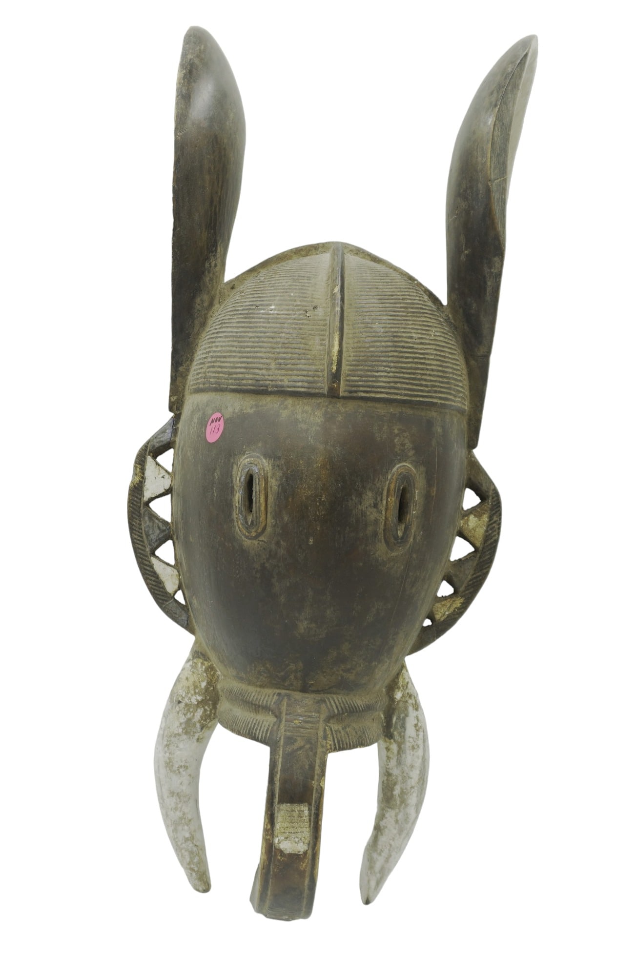 ORIGINAL BAULE IVORY COAST ELEPHANT MASK: Large Authentic Antique Baule Ivory Coast Elephant Mask. 9" wide, 9.5" deep and 24" high. Weight 8 lbs. Provenance: The Hamill Gallery of Tribal Art. Roxbury, Mass.