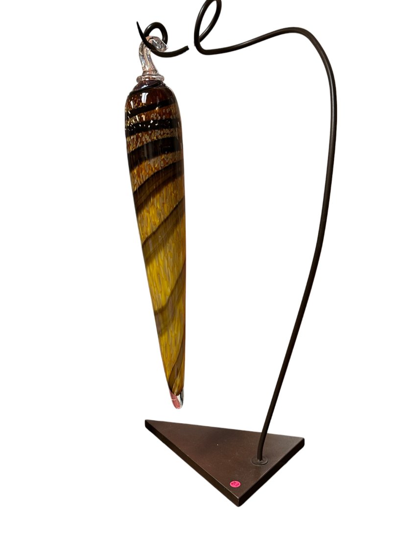 LARGE CZECH GLASS SCULPTURE ON STAND (1 of 1)