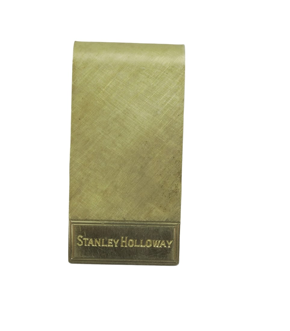 TIFFANY & CO 14K YELLOW GOLD MONEY CLIP: Vintage 14k Yellow Gold Tiffany & Co. Money Clip. The clip belonged to and is monogrammed Stanley Holloway with admiration Tony. . Stanley Augustus Holloway (1890 ?1982). He was an English actor, come