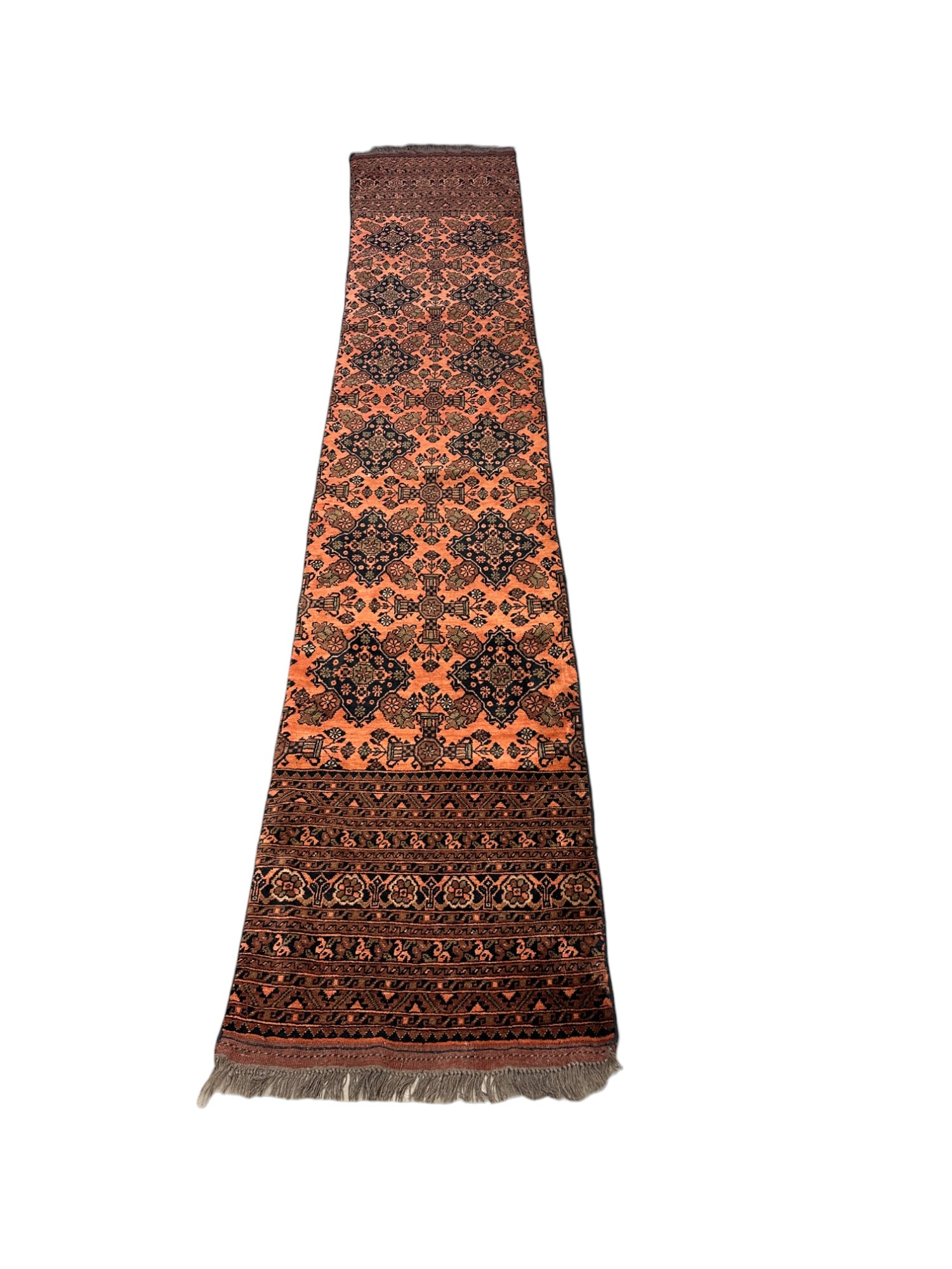 TURKMEN TRIBAL HAND KNOTTED RUNNER 11.5 FT (1 of 3)
