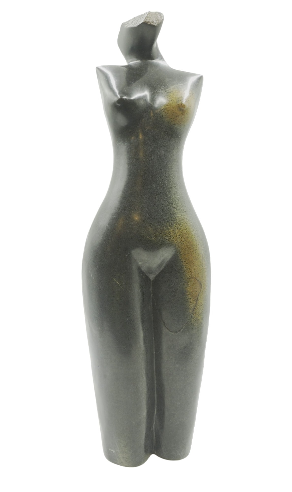 CLOPPAS JAMERE (Zimbabwe) NUDE TORSO SCULPTURE: Cloppas Kamere signed Nude Torso Modern Springstone Sculpture. Cloppas Kamere is a Zimbabwean Impressionist & Modern artist who specializes in sculpture. Springstone is an exceptionally hard, dark ser