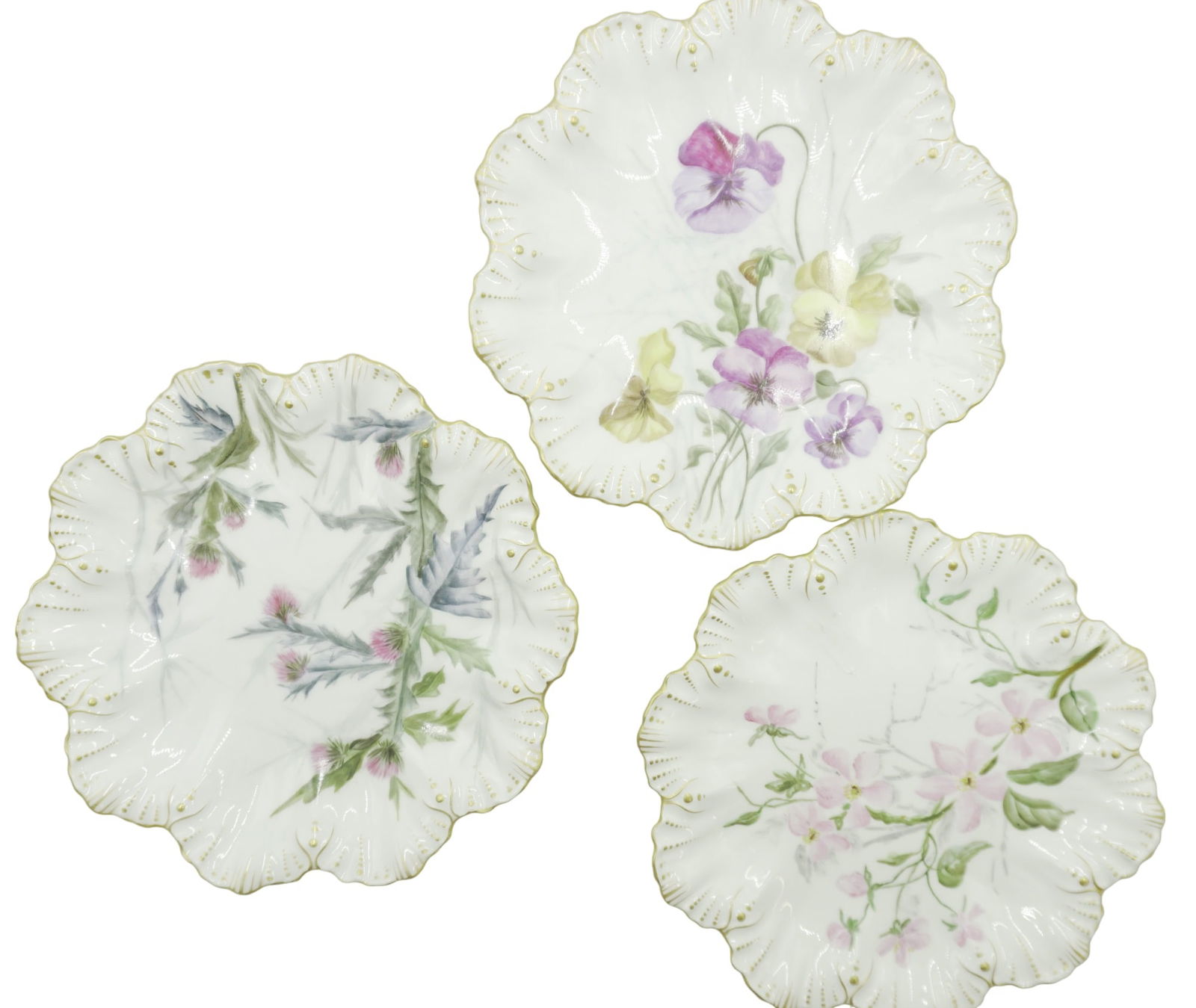 3 ANTIQUE HAND PAINTED LIMOGES OYSTER PLATES (1 of 5)