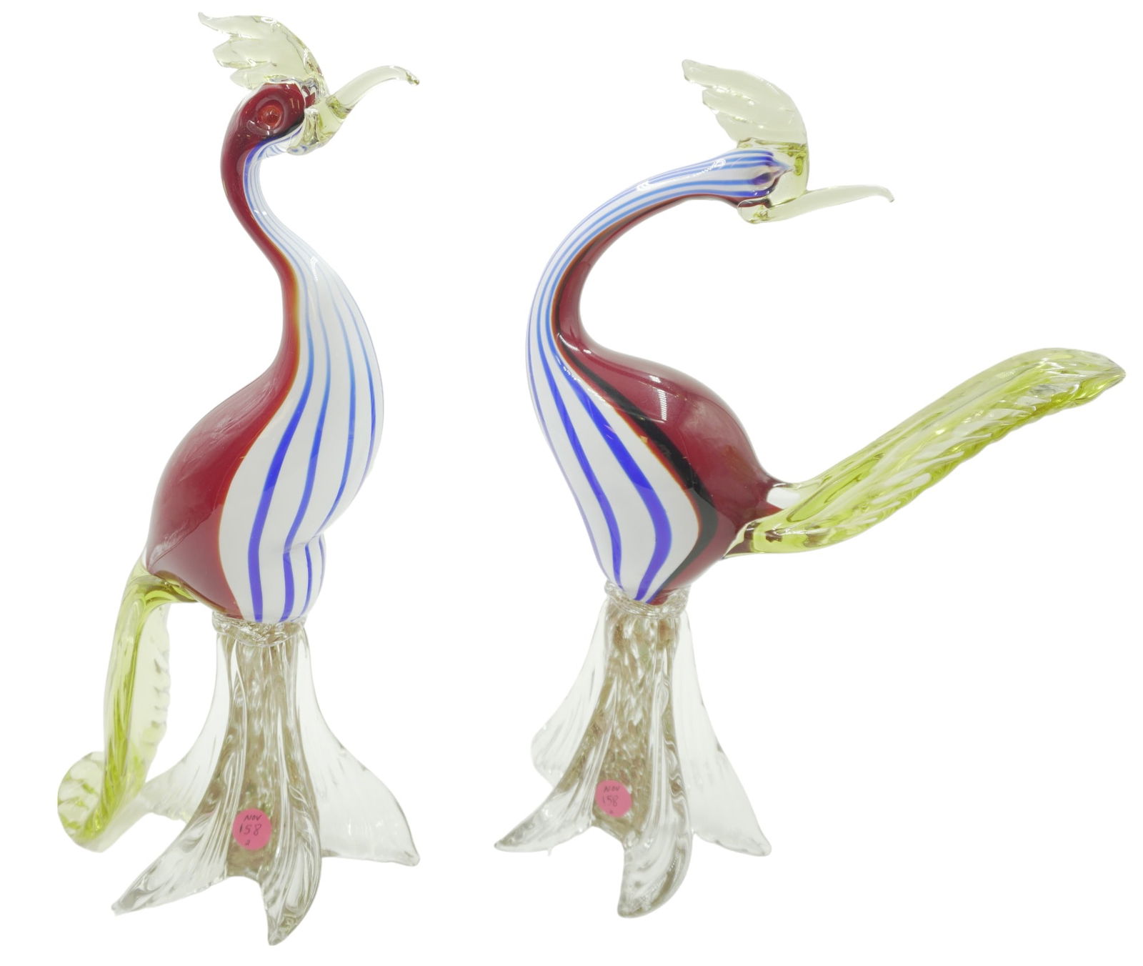 PAIR LARGE MCM MURANO GLASS BIRDS (1 of 9)