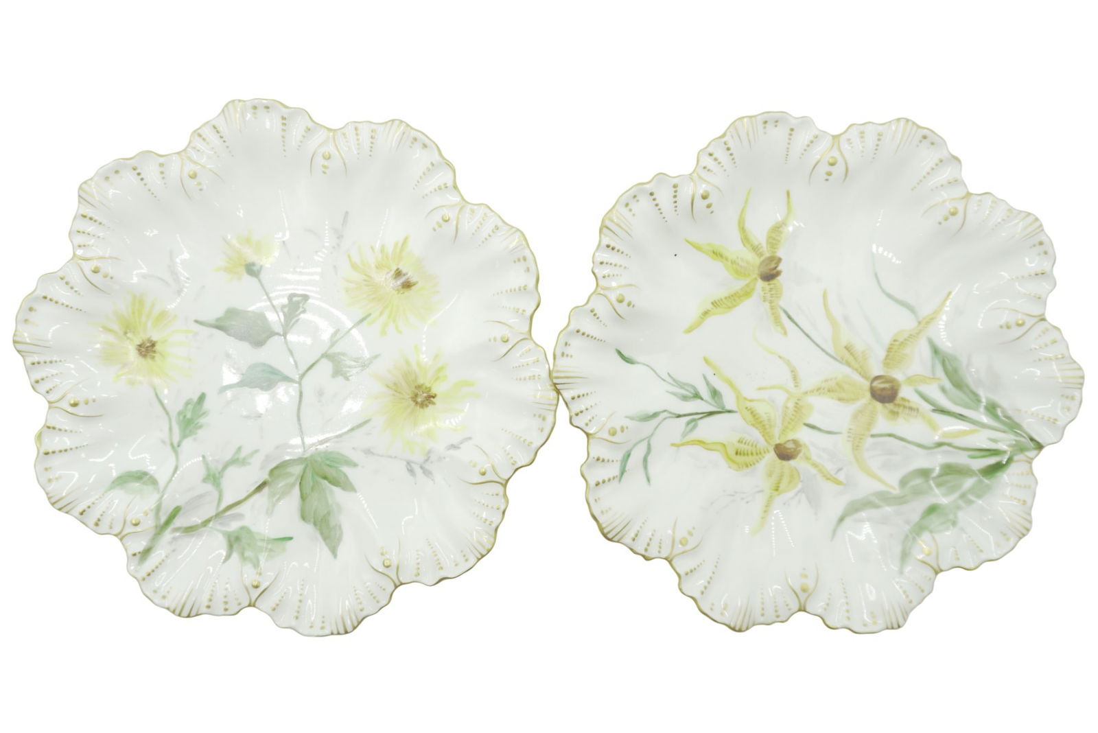 2 ANTIQUE HAND PAINTED LIMOGES OYSTER PLATES (1 of 3)