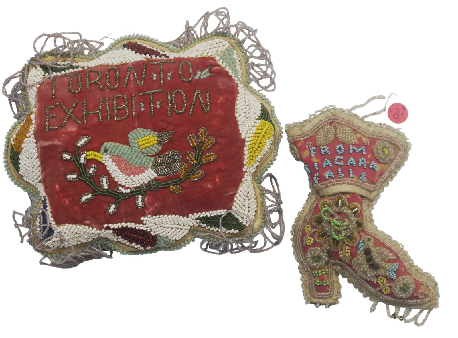 2 ANTIQUE NATIVE AMERICAN BEADED PINCUSHIONS IROQUOIS (1 of 2)