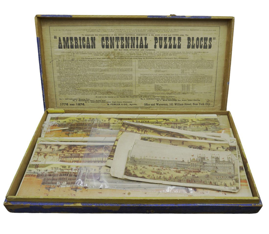 ANTIQUE CENTENNIAL EXHIBITION WOODEN PUZZLE SET (1 of 9)