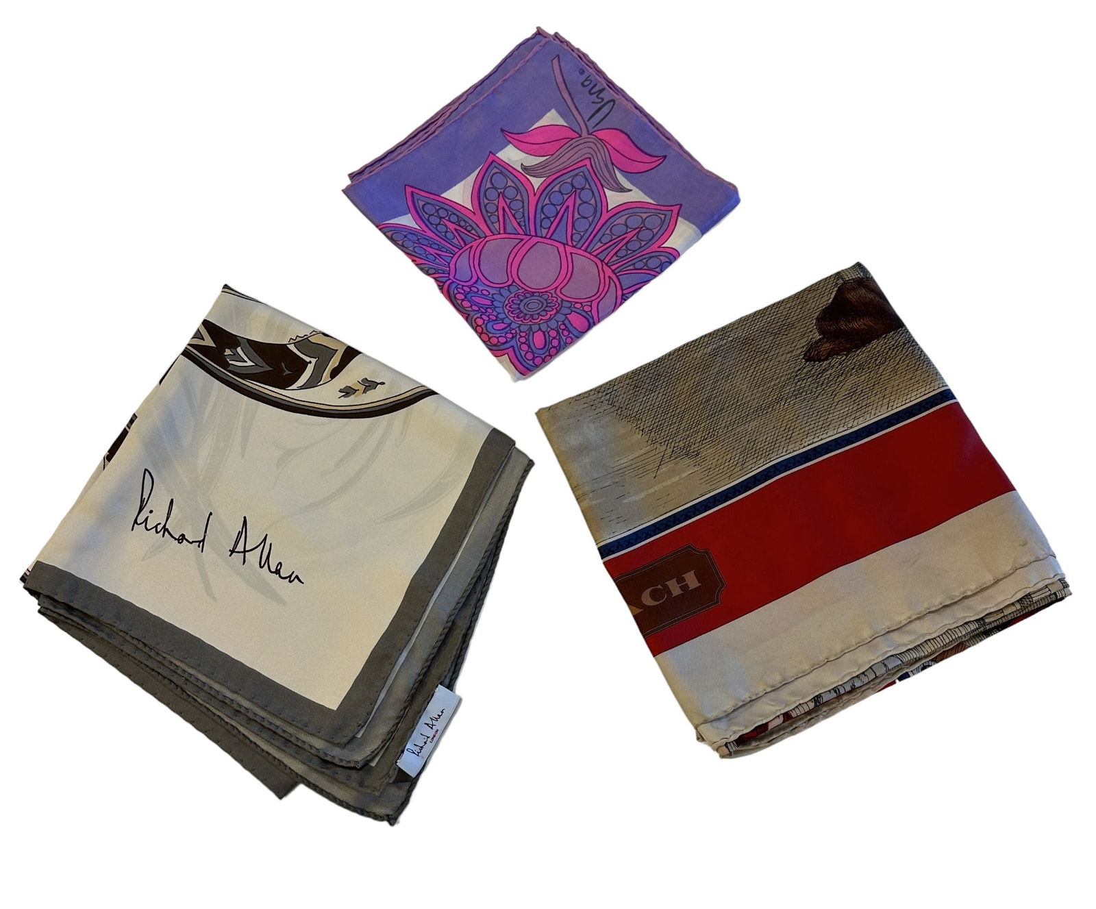 3 VINTAGE SILK SCARVES RICHARD ALLAN - VERA - COACH (1 of 11)
