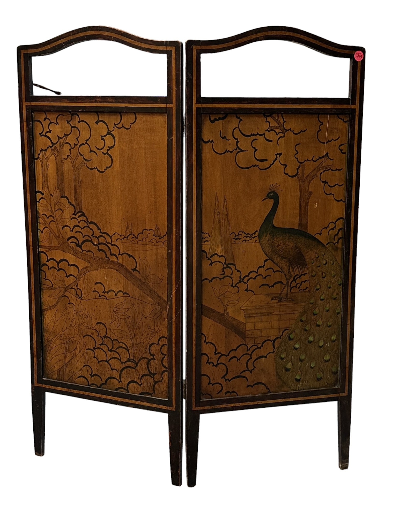 VINTAGE ASIAN 2 PANEL WOOD SCREEN (1 of 4)