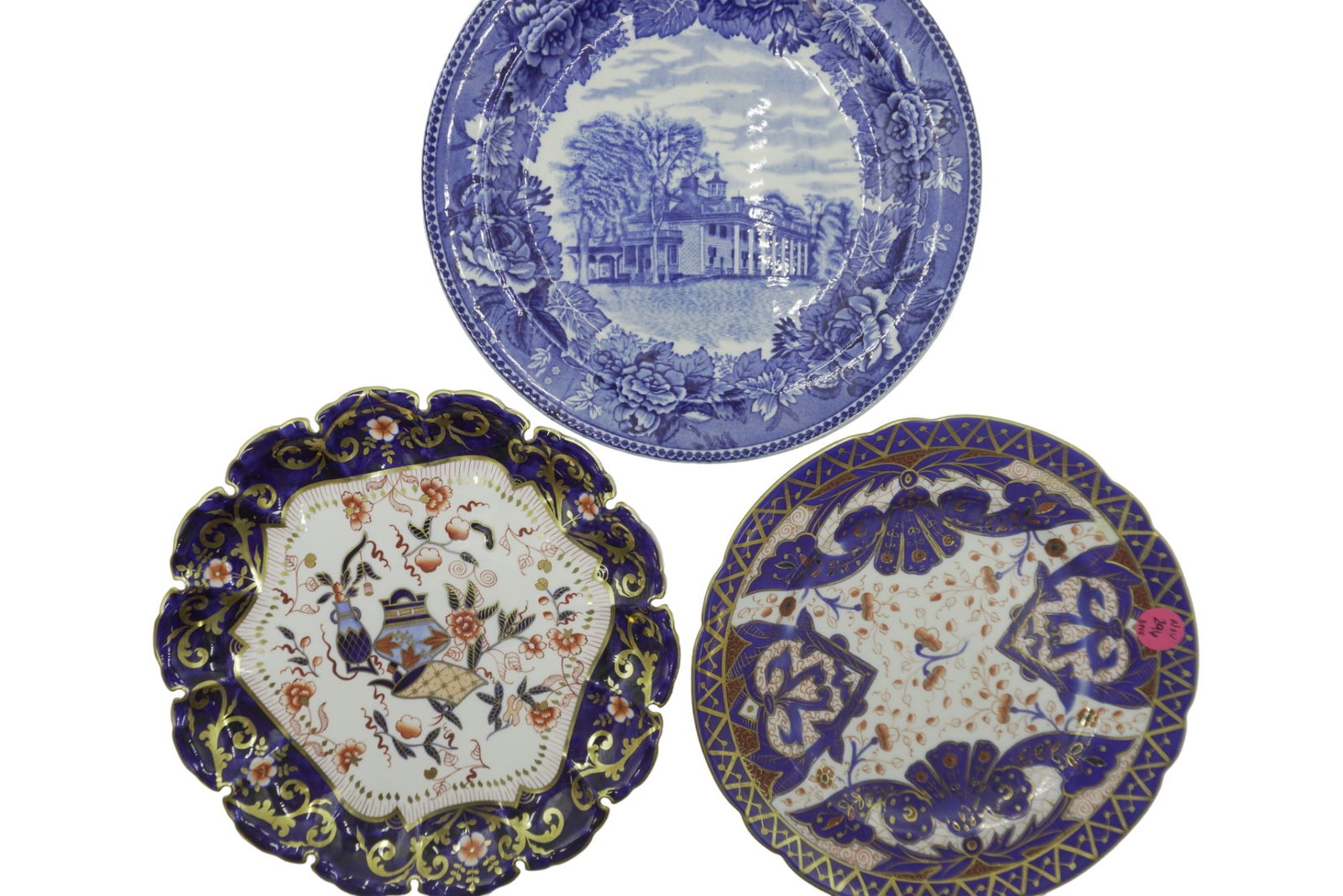 LOT OF BLUE AND GOLD CHINA PLATES - 3 PIECES (1 of 5)