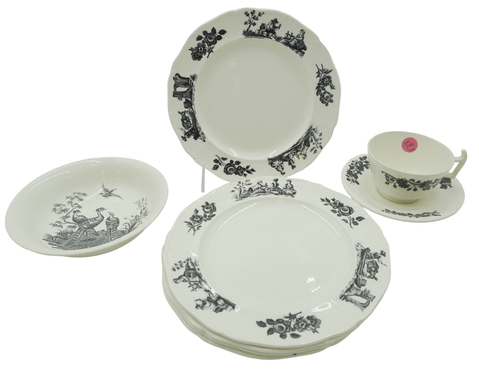 LOT OF WEDGWOOD AND COPELAND SPODE BLACK AND WHITE CHINA - 9 PIECES (1 of 6)