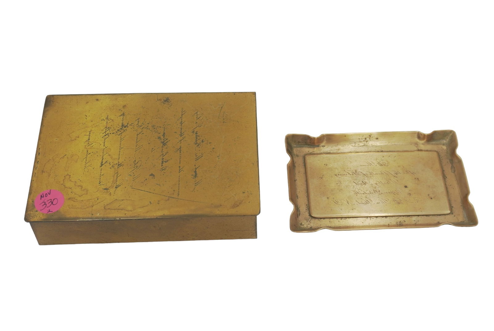 2 PC COPPER CIGARETTE BOX & TRAY (1 of 5)