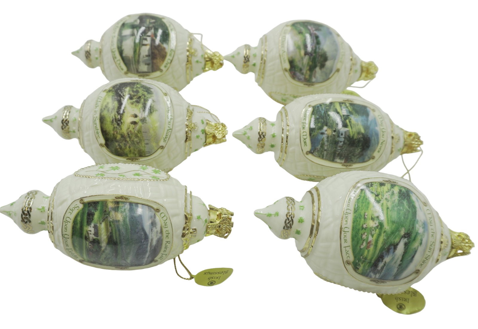 EDMOND SULLIVAN PORCELAIN IRISH BLESSING ORNAMENTS - 6 PIECES (1 of 8)