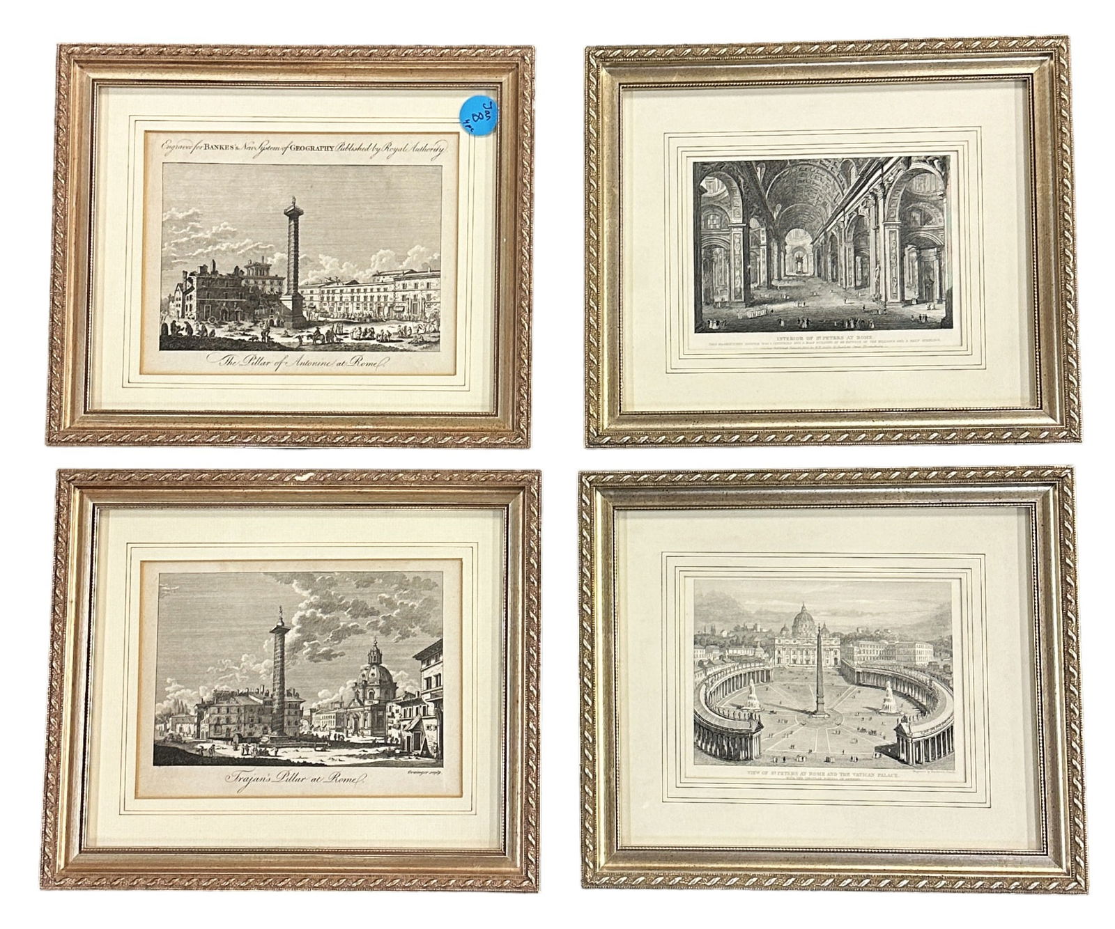 4 ANTIQUE FRAMED COPPER PLATE ENGRAVINGS ROME (1 of 7)