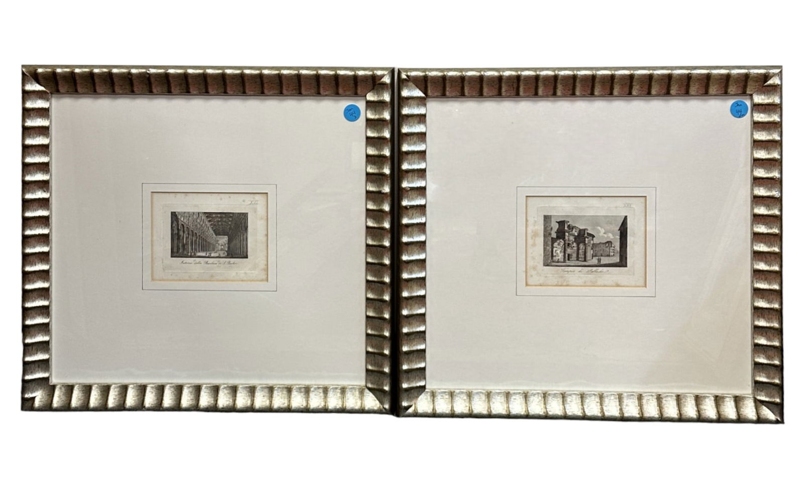 2 ANTIQUE FRAMED PRINTS C. 1800 SILVER LEAF (1 of 4)