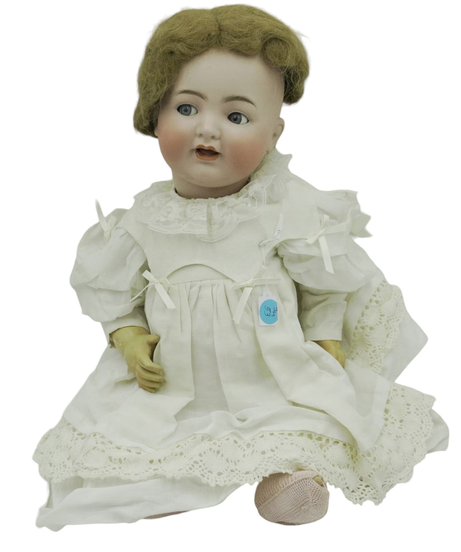 LARGE RARE ANTIQUE MOVING EYES KAMMER REINHARDT SIMON HALBIG 126 DOLL: Large Antique Kammer Reinhart, Simon Halbig #126 Character Baby Doll With Rare Moving Eyes. Blue Eyes open, close and move side to side. Open mouth with2 teeth. Measures 11"x6"x24". Weight 4 lbs