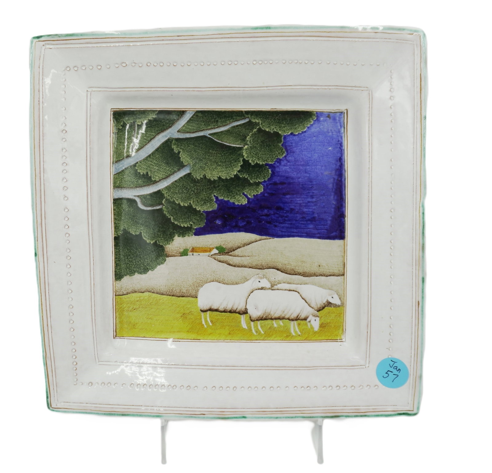 CLAUDE & SLAVIK PALLEY FRENCH FAINCE SHEEP: Rare and hard to find Claude & Slavik Palley Hand Painted French Faince Pottery. Sheep in the French countryside. Claude (1927 - 2008) & Slavik (1920 - 2005) Palley made exquisite handpainted French F