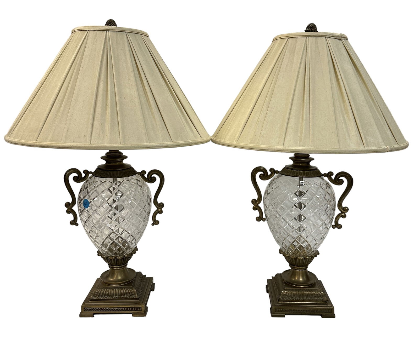 MATCHED PAIR HOLLYWOOD REGENCY CRYSTAL LAMPS (1 of 6)