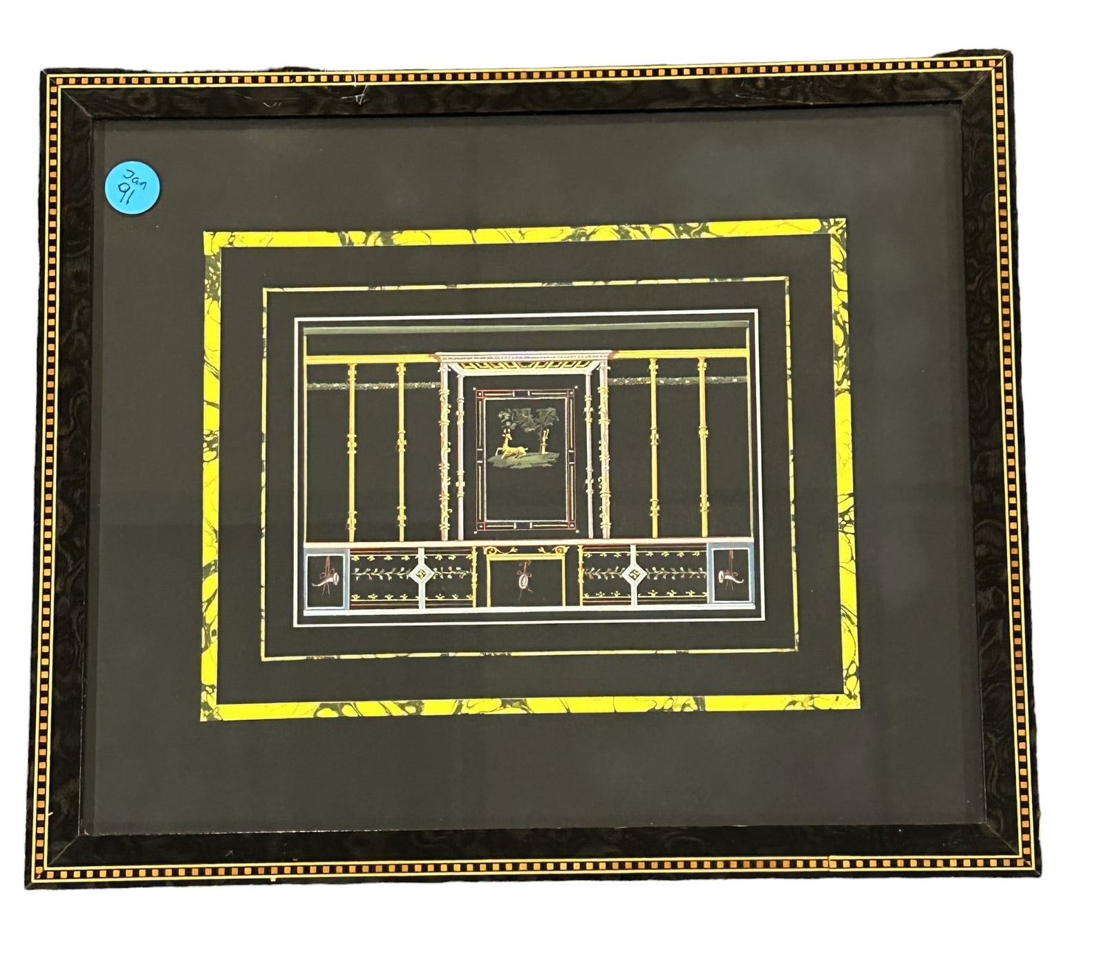 VINTAGE DETAILED ITALIAN GOUACHE PRINT (1 of 4)