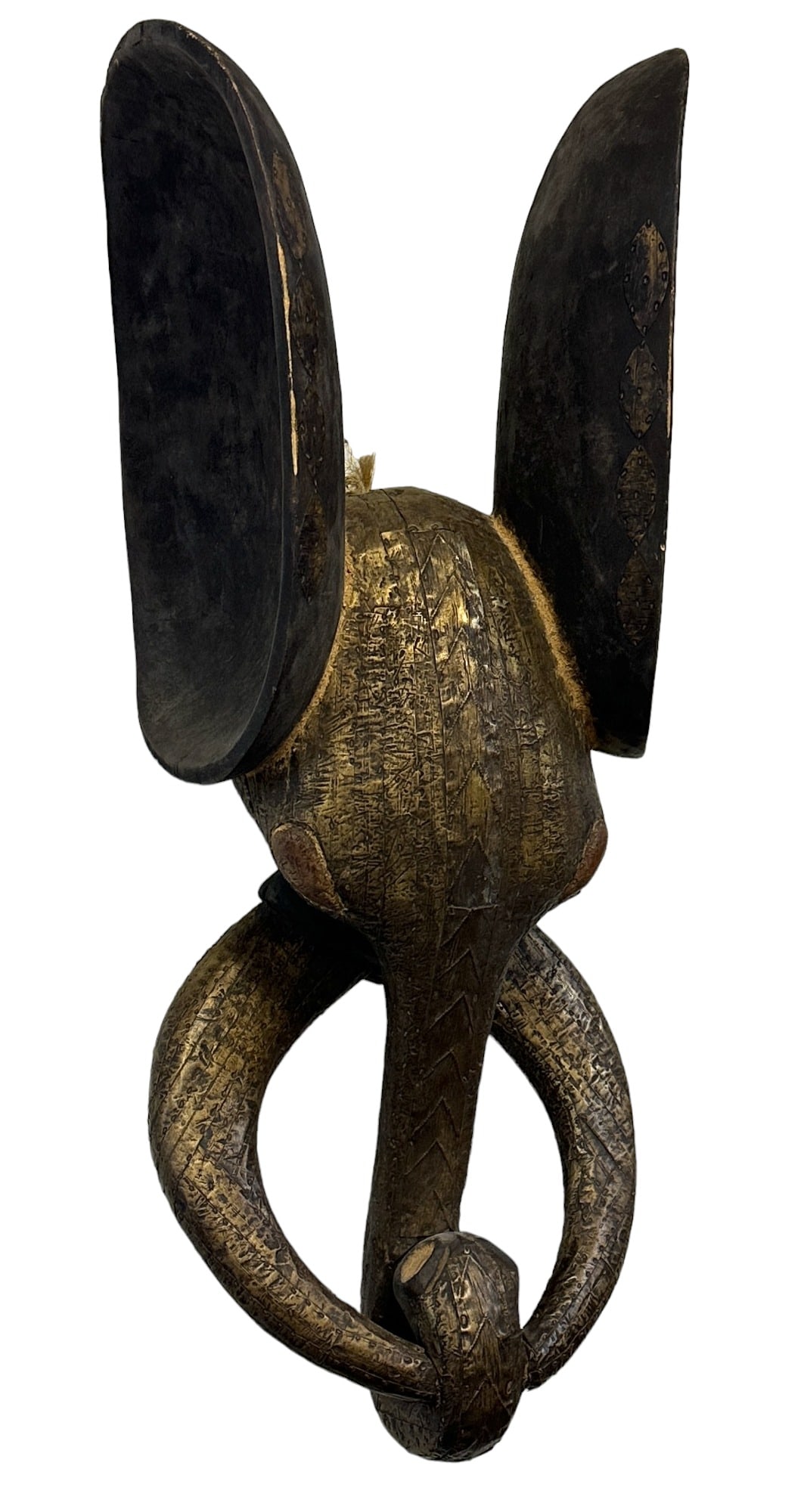 LARGE CARVED VINTAGE TANZANIAN ELEPHANT MASK (1 of 13)