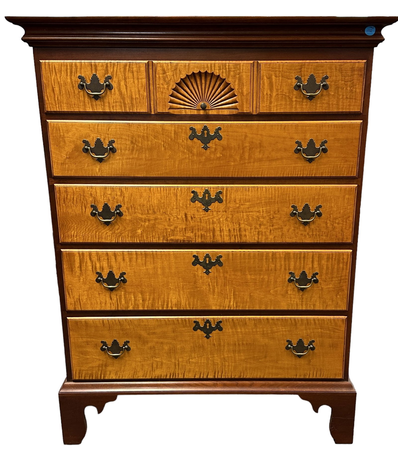 CHIPPENDALE ELDRED WHEELER CHEST CURLY MAPLE (1 of 9)