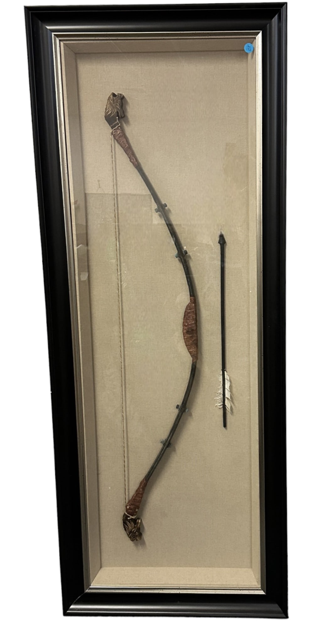 Large African Antique Bow & Arrow In Shadowbox Frame Auction