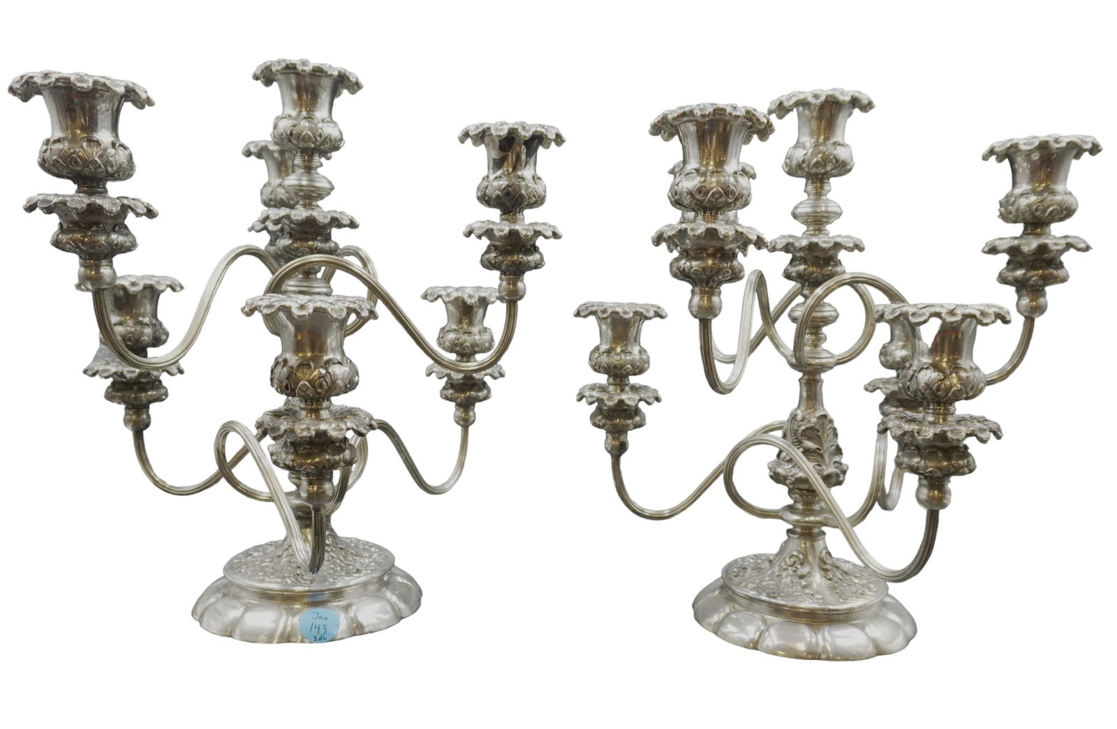 PAIR OF LARGE VINTAGE ORNATE 7 LIGHT CANDLEABRA (1 of 6)