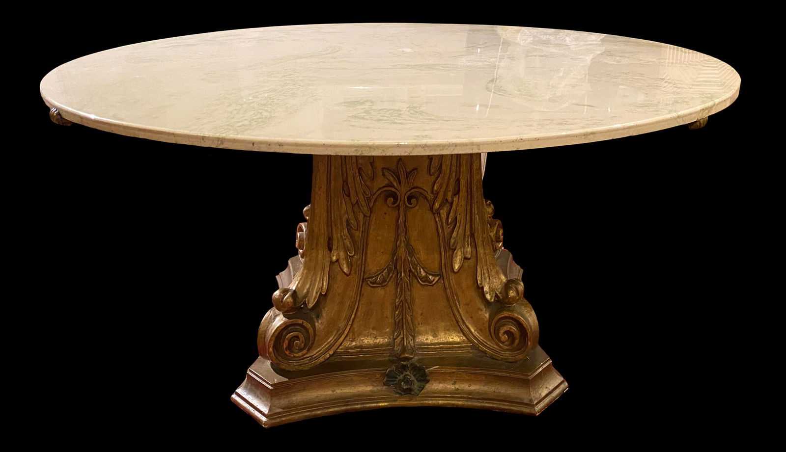 ITALIAN HAND CARVED WOOD PEDESTAL SIDE TABLE (1 of 1)