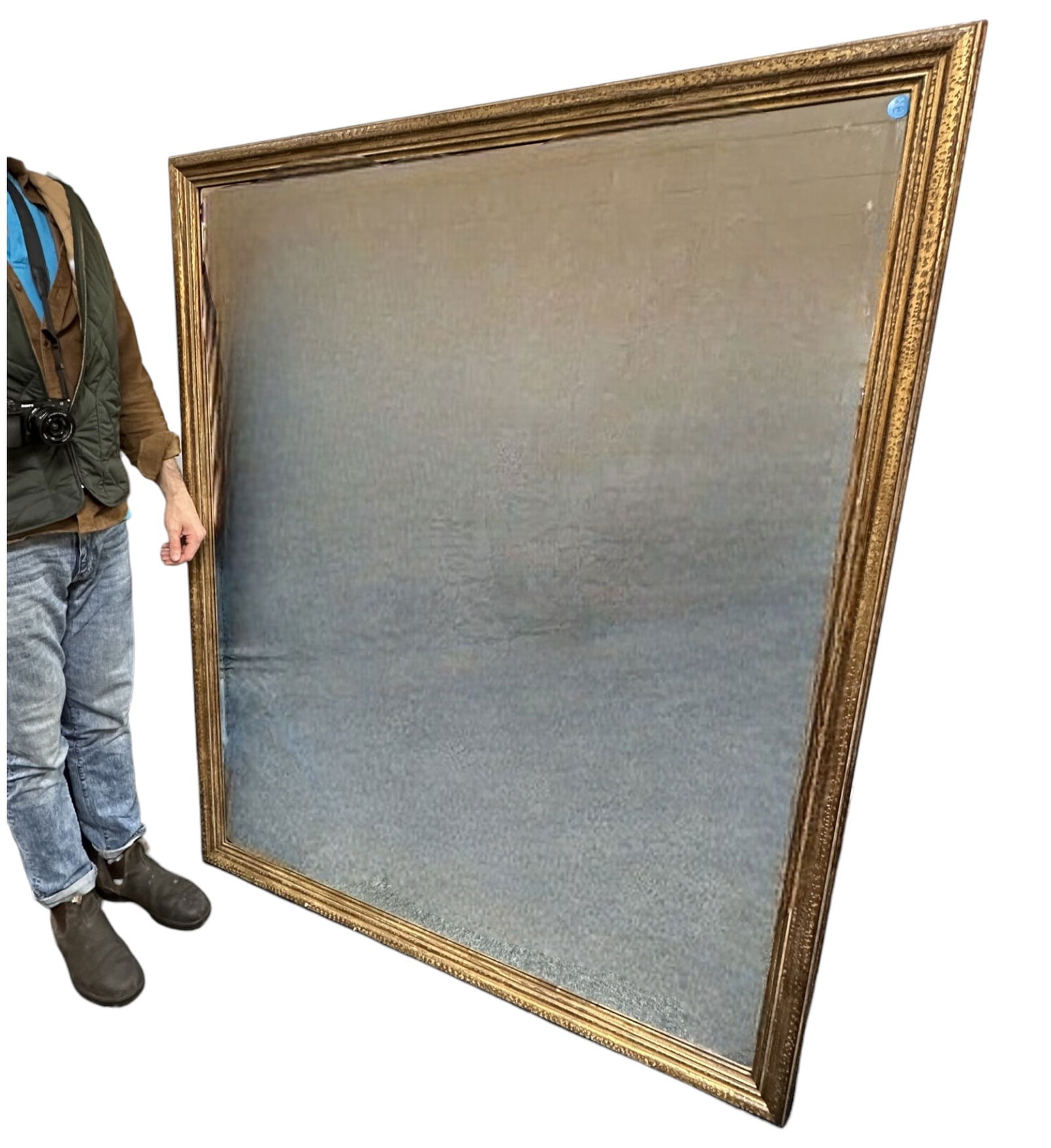 LARGE VINTAGE MID CENTURY BEVELED MIRROR (1 of 4)