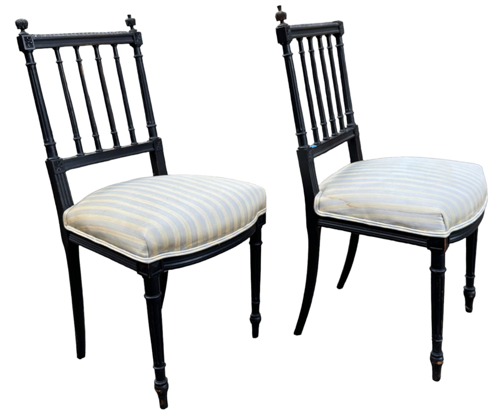PAIR ANTIQUE FRENCH NEOCLASSICAL OPERA CHAIRS: Pair of French Antique Neoclassical Opera Chairs. Each 16"x16"x35".