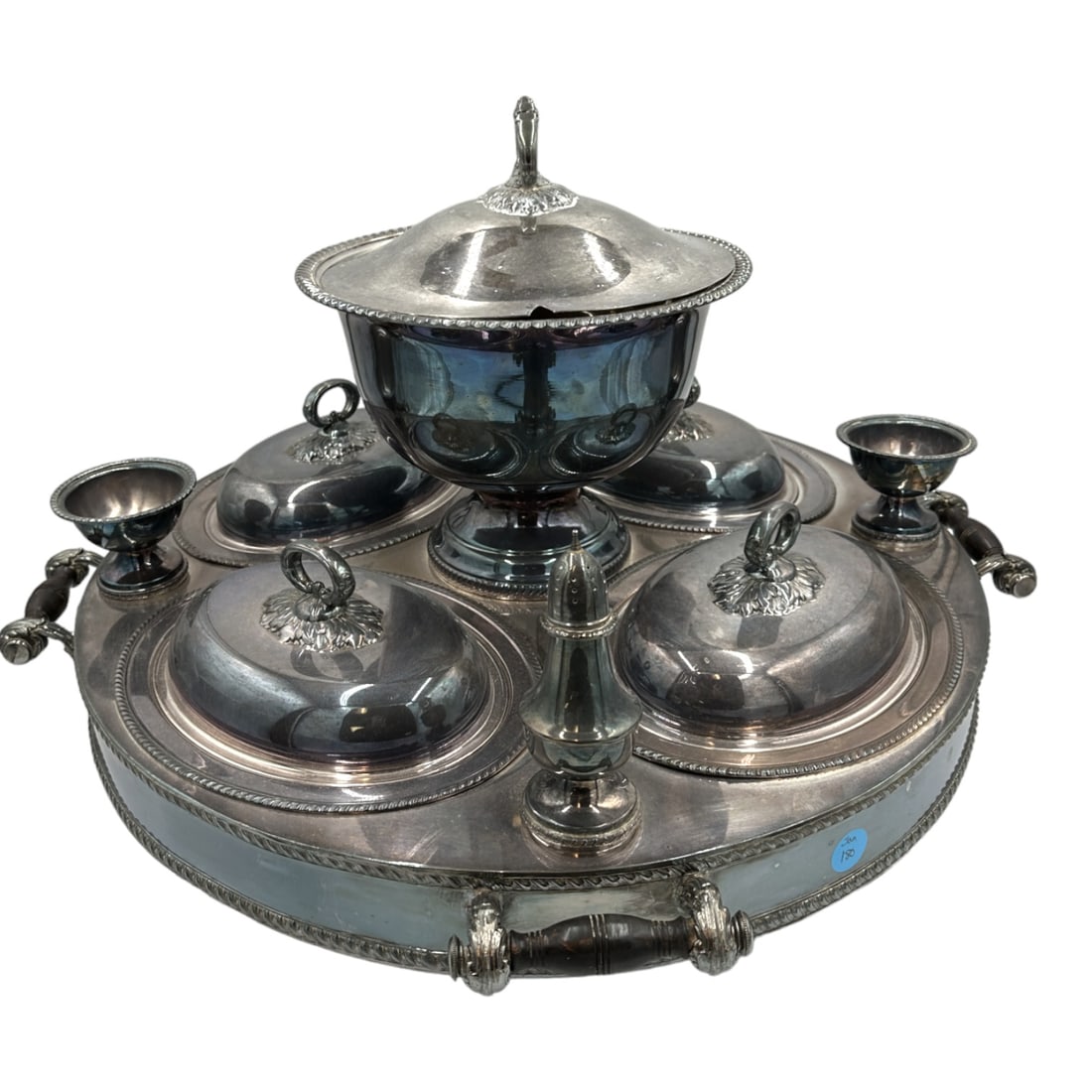 RARE VINTAGE BAIN MARIE SHEFFIELD SILVER ON COPPER LAZY SUSAN (1 of 5)