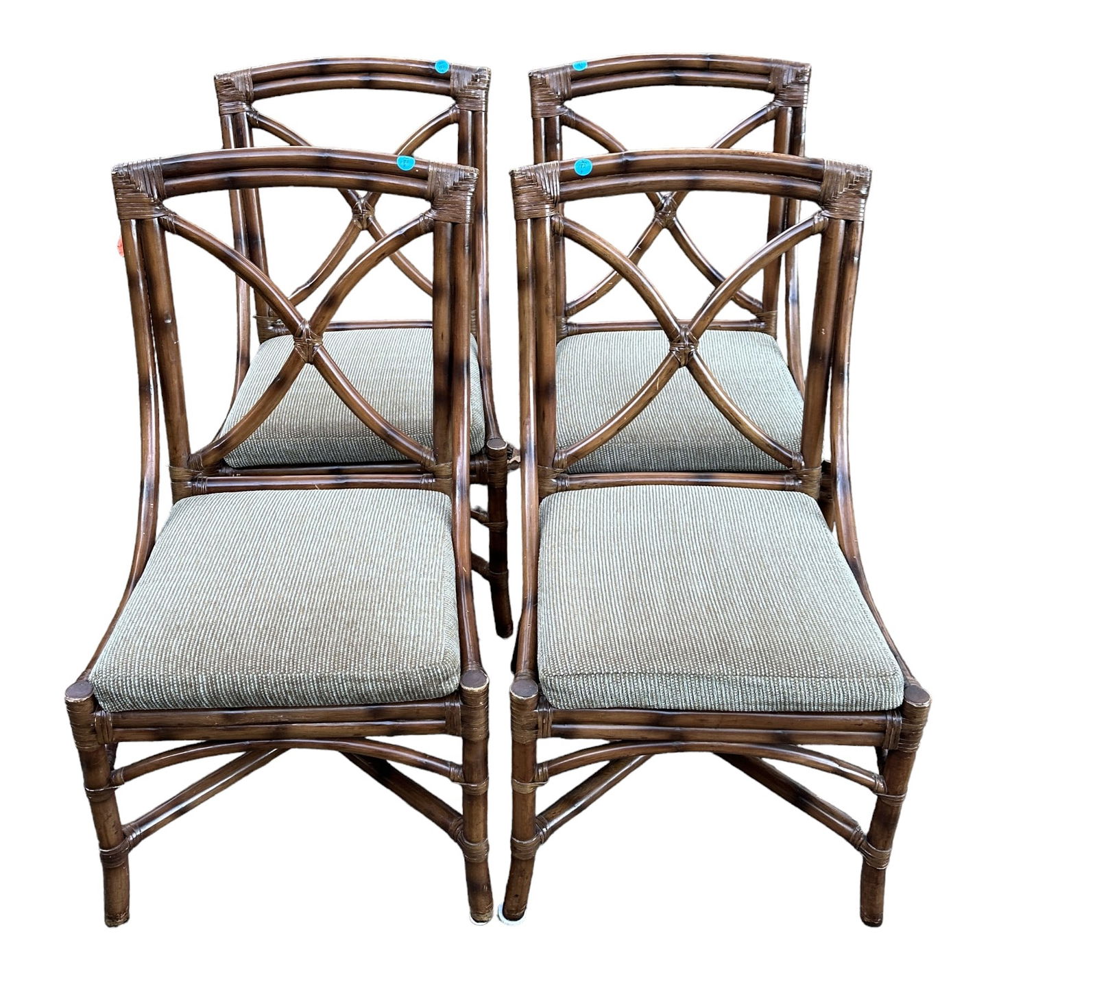 SET OF 4 MID CENTURY RATTAN CHAIRS (1 of 9)