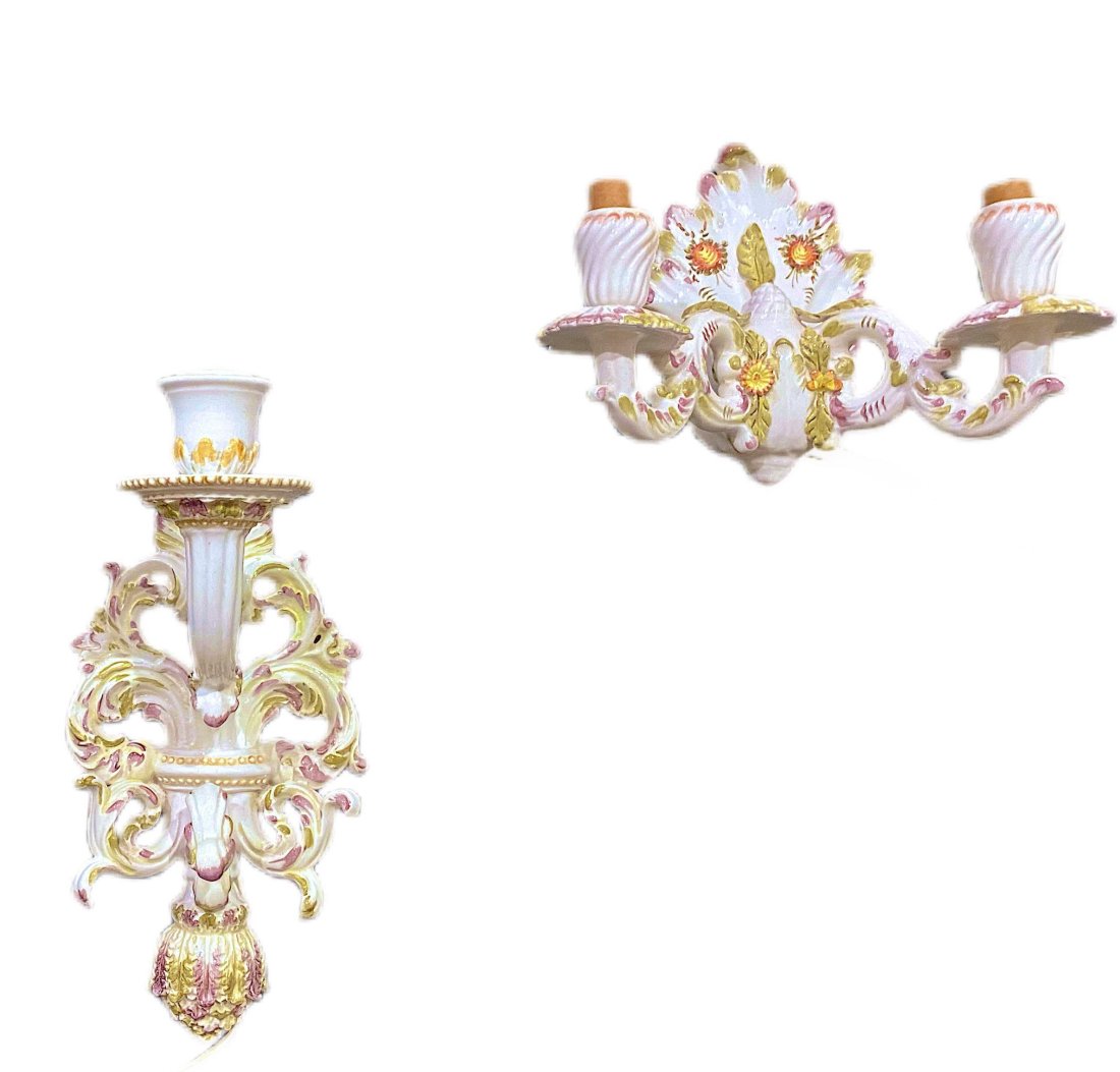 PAIR ANTIQUE VON SCHIERHOLZ GERMAN PORCELAIN WALL SCONCES (1 of 5)
