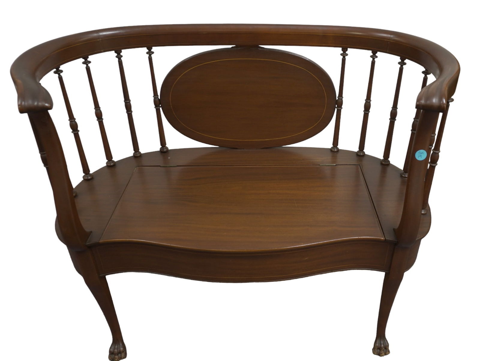 ANTIQUE MAHOGANY LOVESEAT / BENCH WITH STORAGE (1 of 3)